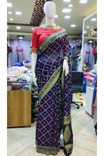 Premium Quality Khadi Georgette Silk Saree With All Over Multicolor Fine Butta Weaving Work And Contrast Color Border (KR2252)